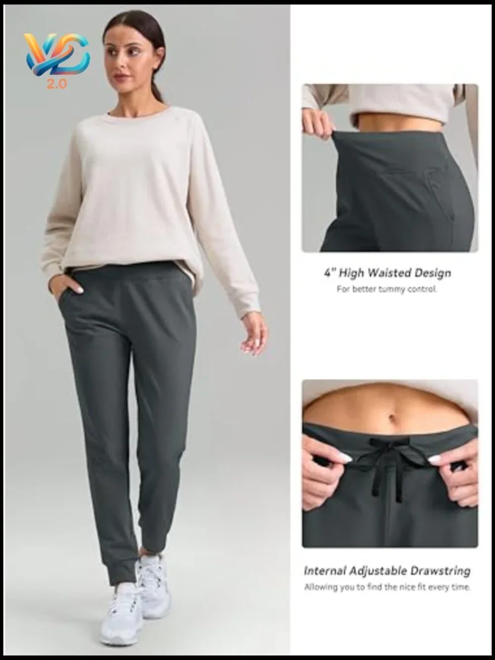 Fleece Lined Joggers High Waisted Water Resistant Thermal Hiking Pants with